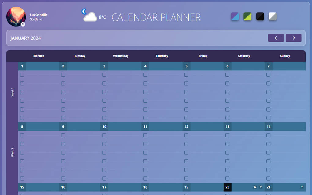 calendar project screenshsot